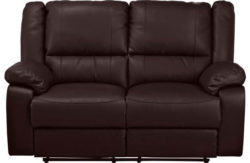 HOME Bruno Leather Effect Regular Manual Recliner Sofa - Blk